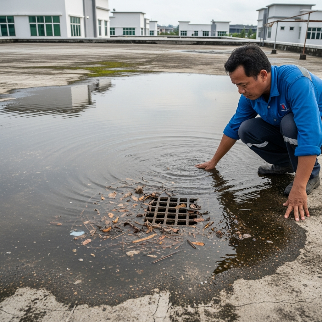 Roof drain ponding repair